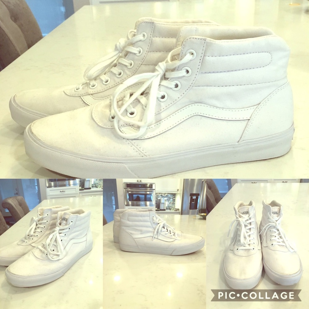 All white sk8-high vans